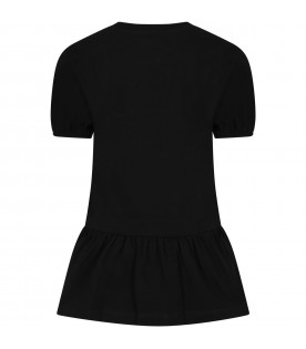 Black dress for girl with Teddy Bear and logo