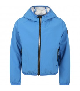 Light blue jacket for boy with logo