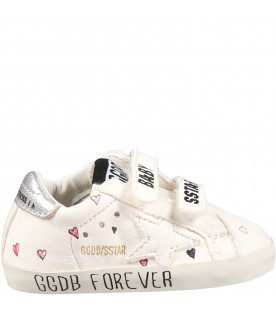 White sneakers for baby girl with print