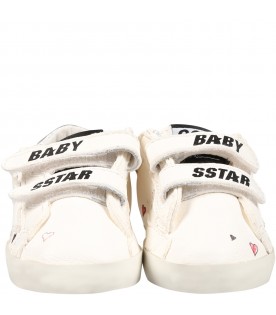 White sneakers for baby girl with print