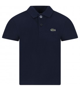 Blu  polo for boy with iconic logo