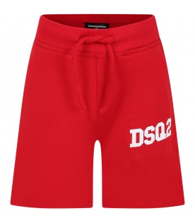 Casual red shorts for boy with logo