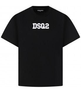 Black t-shirt for boy with logo