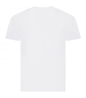 White t-shirt for boy with logo and print