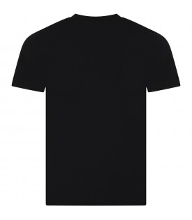 Black  t-shirt for boy with logo and print