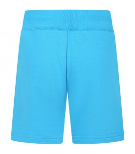 Casual light blue shorts for boy with logo