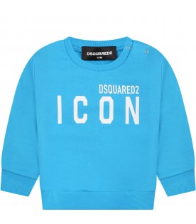 Light blue sweather for baby boy with logo