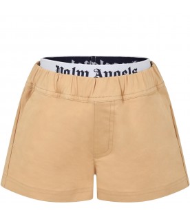 Beige shorts for boy with logo