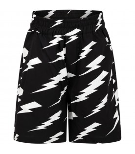 Black shorts for boy with iconic lightning bolts