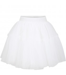 White skirt for girl with logo