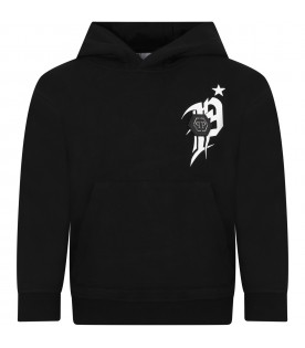 Black sweatshirt for boy with print and logo