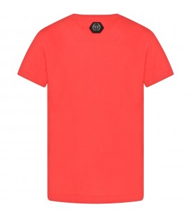 Red t-shirt for boy with print and logo