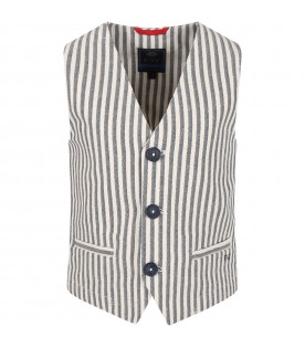 Multicolor waistcoat vest for boy with lines