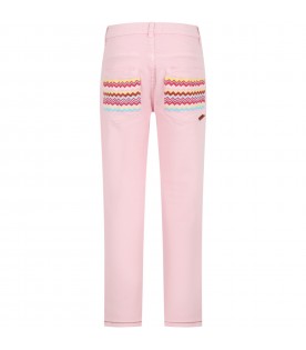 Pink trousers for girl with iconic print