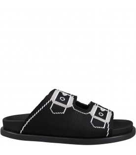 Black sandals for girl with with inlaid band