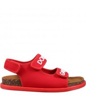 Sandali rossi per bambini con logo