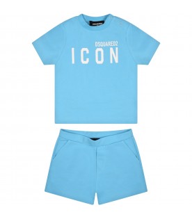 Light blue suit for boy with logo