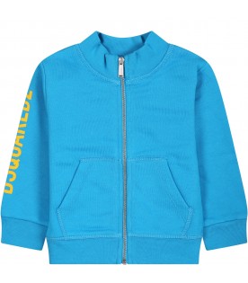 Light blue sweat-shirt for baby boy with logo