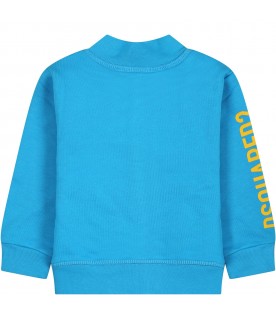 Light blue sweat-shirt for baby boy with logo