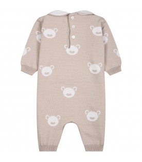 Beige onesie for babies with bears