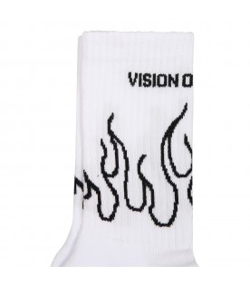 White socks fo boy with logo