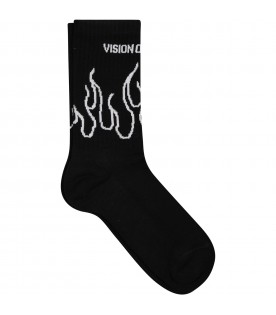 Black socks fo boy with logo
