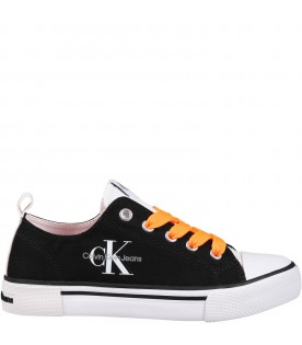 Black sneakers for kids with logo