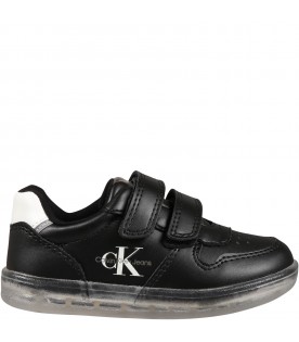Black sneakers for boy with logo
