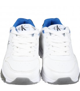 White sneakers for boy with logo