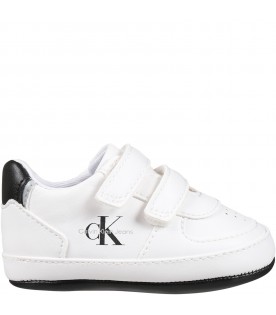 White sneakers for baby kids with logo