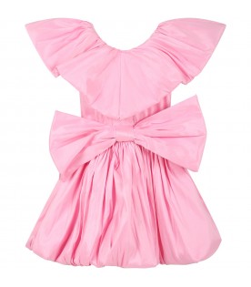 Pink dress for girl with bow