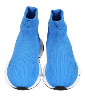 Light blue sneakers for kids with logo