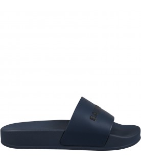 Blue sandals for kids with logo