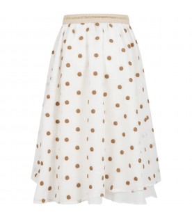White skirt for girl with all-over embroideries