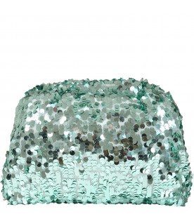Green bag for girl with sequins