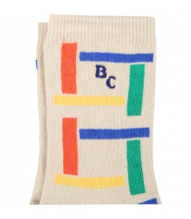 Multicolor socks for kids with logo