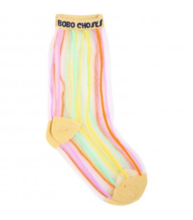 Multicolor socks for girl with logo