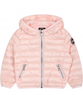 Pink jacket for baby girl with logo