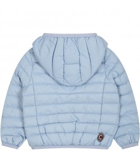 Light blue jacket for baby boy with iconic logo