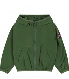 Green jacket for baby boy with iconic logo