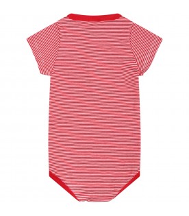 Red bodysuit for baby kids with logo