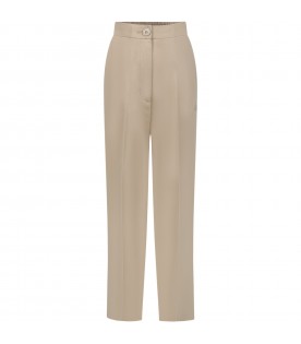 Beige trousers for girl with logo
