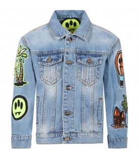 Light blue  jacket for kids with iconic smiley and patch
