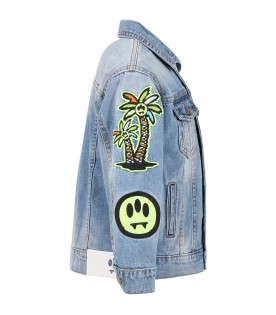 Light blue  jacket for kids with iconic smiley and patch