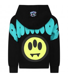 Black sweatshirt for kids with iconic smiley and green logo
