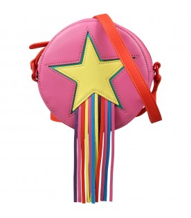 Fuchsia bag for girl with star and fringes