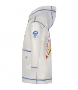 White jacket for boy with print and logo