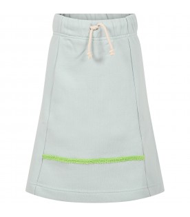 Light blue skirt for girl with green detail