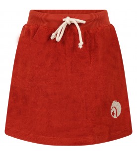 Red skirt for girl with embrodery