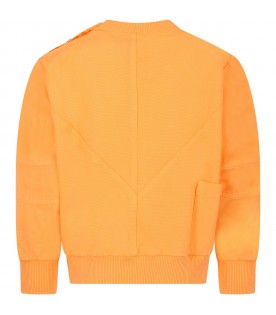 Orange sweatshirt for kids with patch
